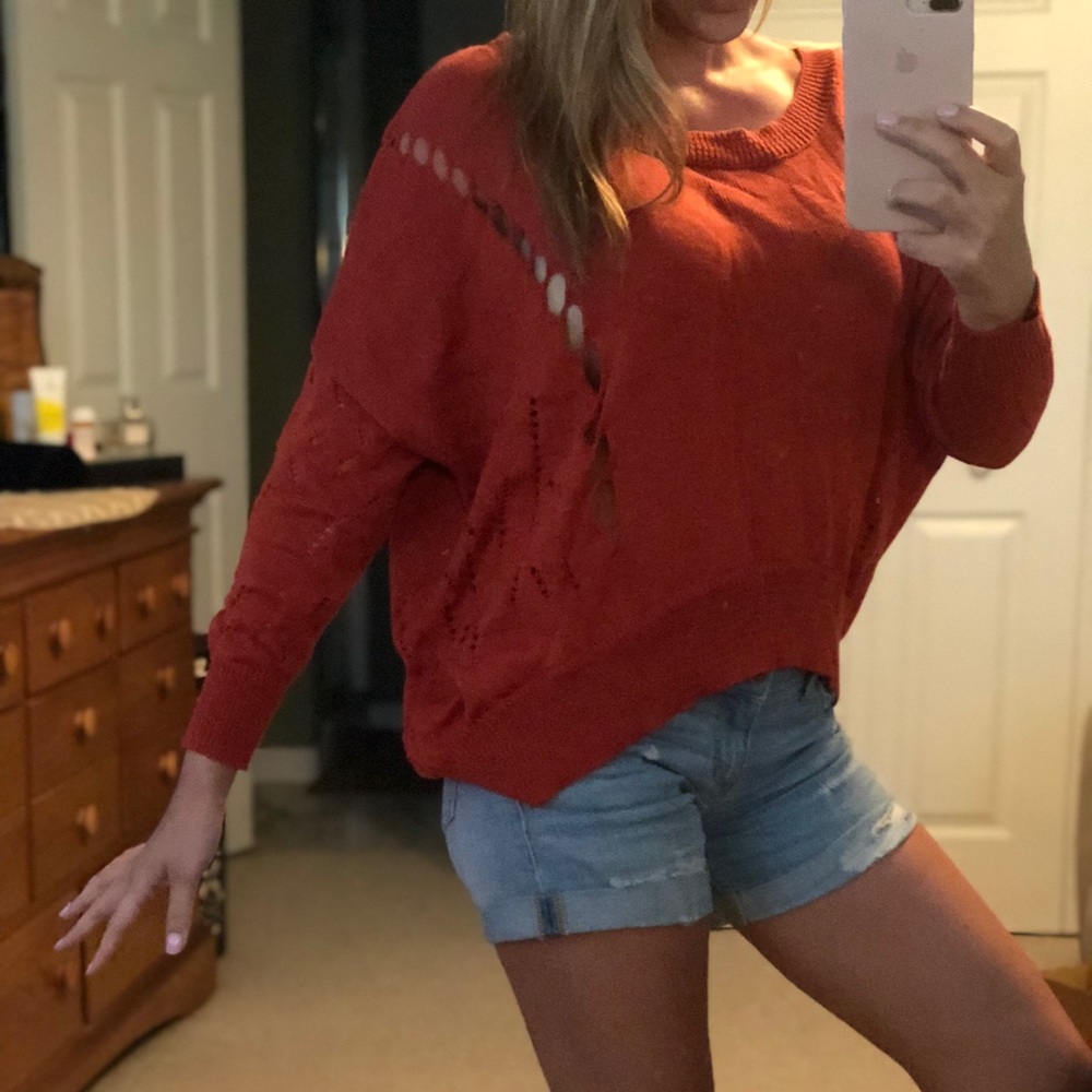 Rusty Orange Distressed Sweater - image 4